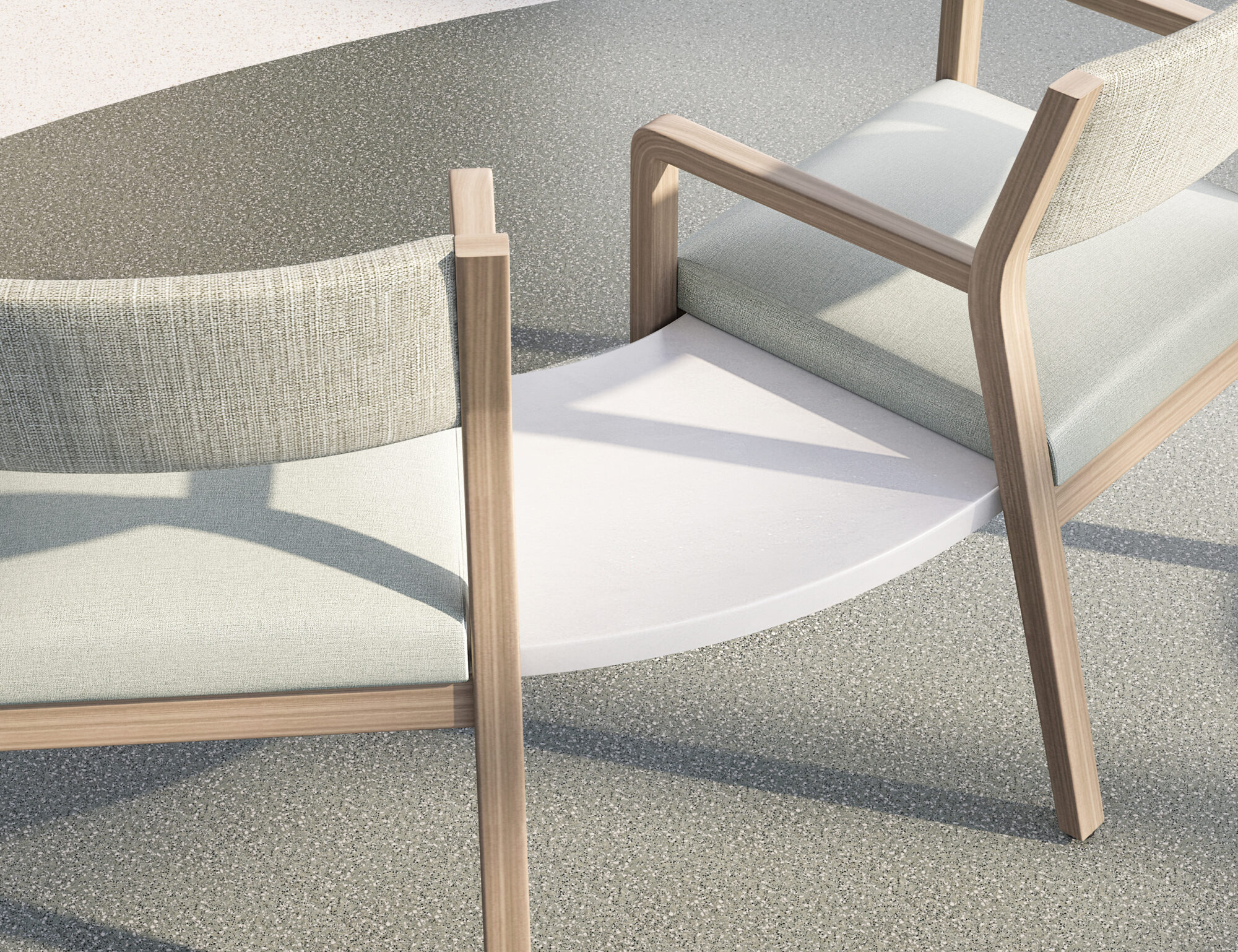 Kwalu Caterina Wedge healthcare waiting room furniture shown from the rear.